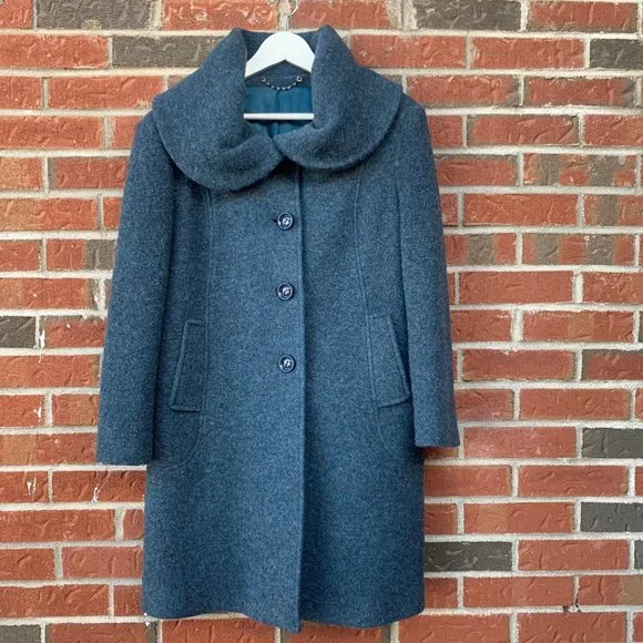❌SOLD❌Vintage Italian Speckled Wool Teal Blue 1950's Style Peacoat size Small … - Picture 3 of 10